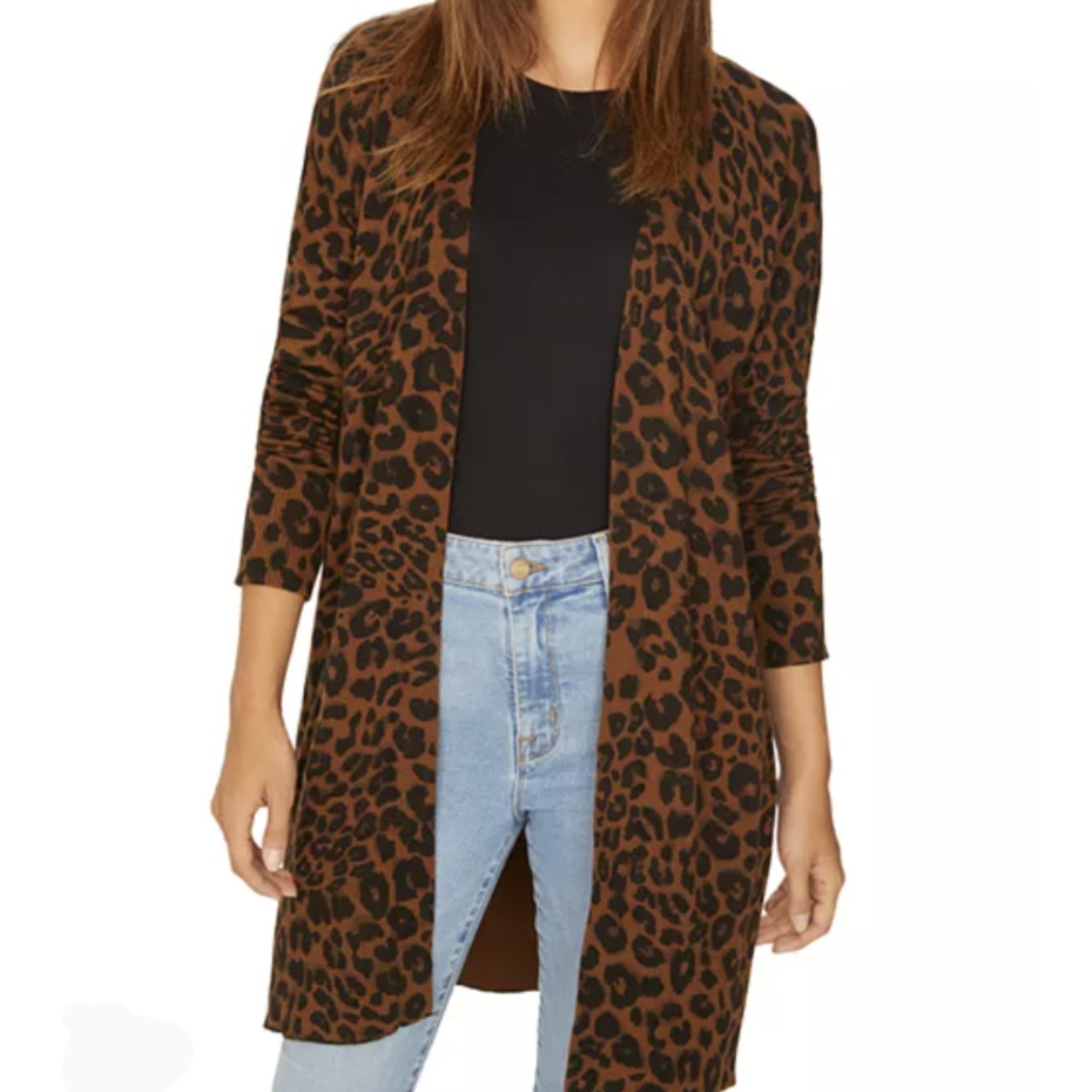 Sanctuary Lenox Leopard Print Long Cardigan M
